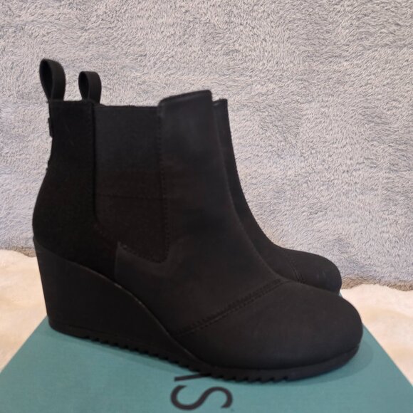 Toms Bailey Ankle Boot Booties Wedge Black Women's Size 7.5 New in Box *NOTES* - Picture 5 of 10